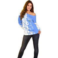 Nicaragua North Caribbean Coast Off Shoulder Sweater with Ocean Wave Pattern and Dance with the Waves - Wonder Print Shop