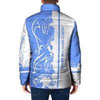 Nicaragua North Caribbean Coast Padded Jacket with Ocean Wave Pattern and Dance with the Waves - Wonder Print Shop