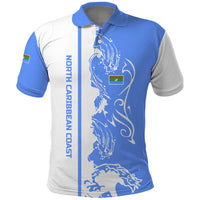 Nicaragua North Caribbean Coast Polo Shirt with Ocean Wave Pattern and Dance with the Waves - Wonder Print Shop