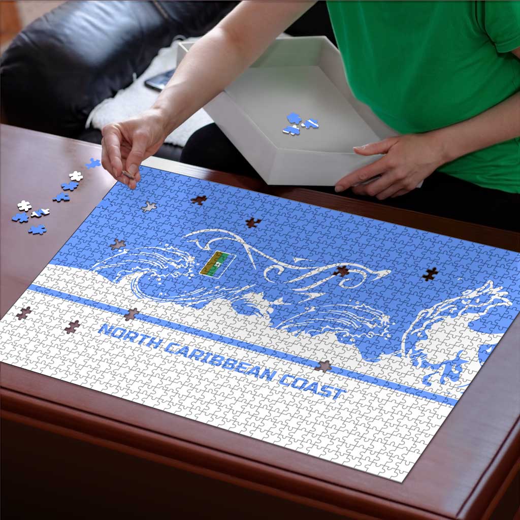 Nicaragua North Caribbean Coast Puzzle with Ocean Wave Pattern and Dance with the Waves - Wonder Print Shop