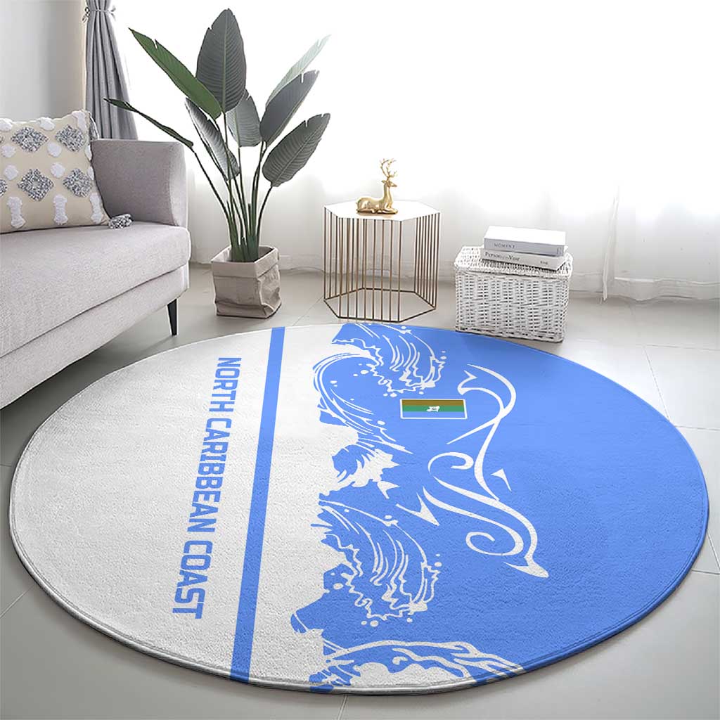 Nicaragua North Caribbean Coast Round Carpet with Ocean Wave Pattern and Dance with the Waves - Wonder Print Shop