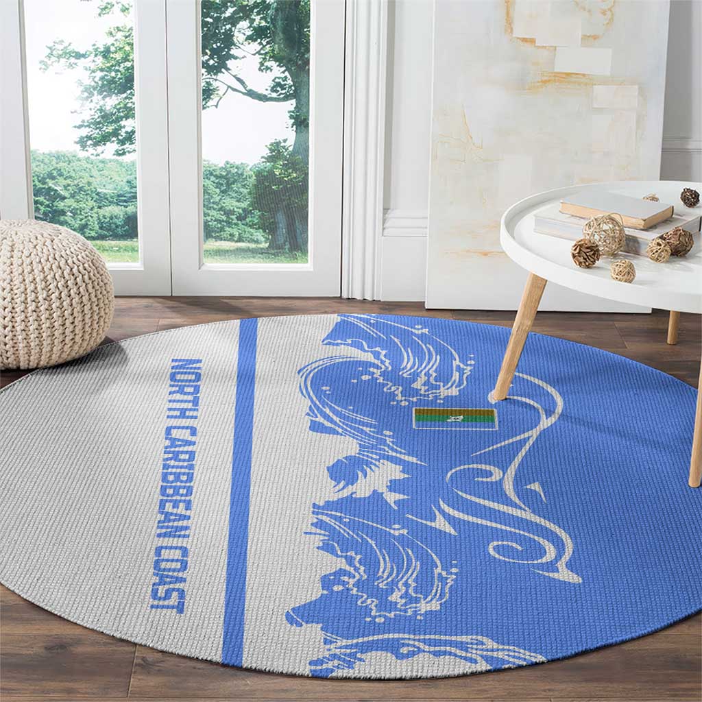 Nicaragua North Caribbean Coast Round Carpet with Ocean Wave Pattern and Dance with the Waves - Wonder Print Shop