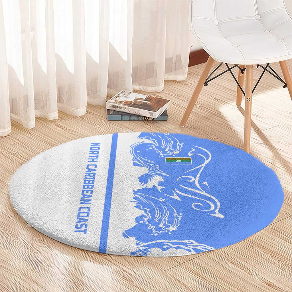 Nicaragua North Caribbean Coast Round Carpet with Ocean Wave Pattern and Dance with the Waves - Wonder Print Shop
