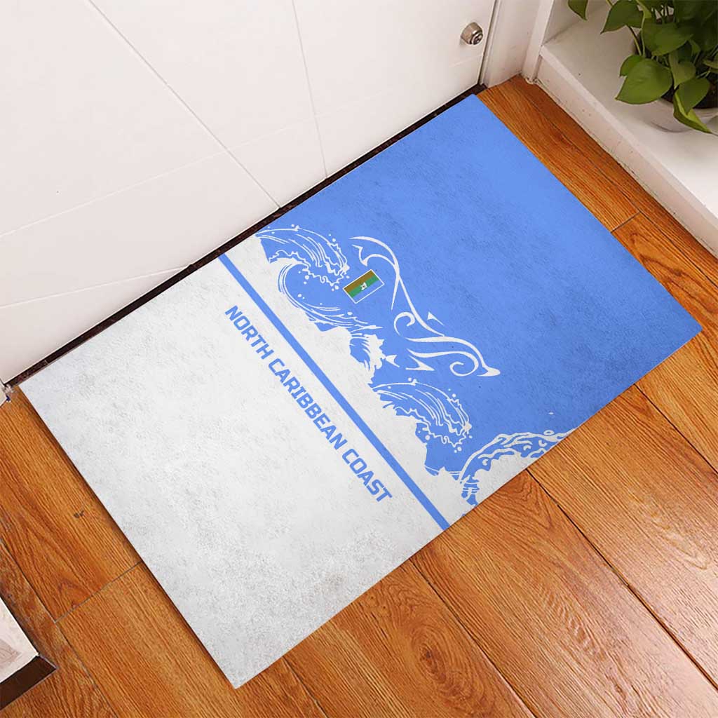 Nicaragua North Caribbean Coast Rubber Doormat with Ocean Wave Pattern and Dance with the Waves - Wonder Print Shop