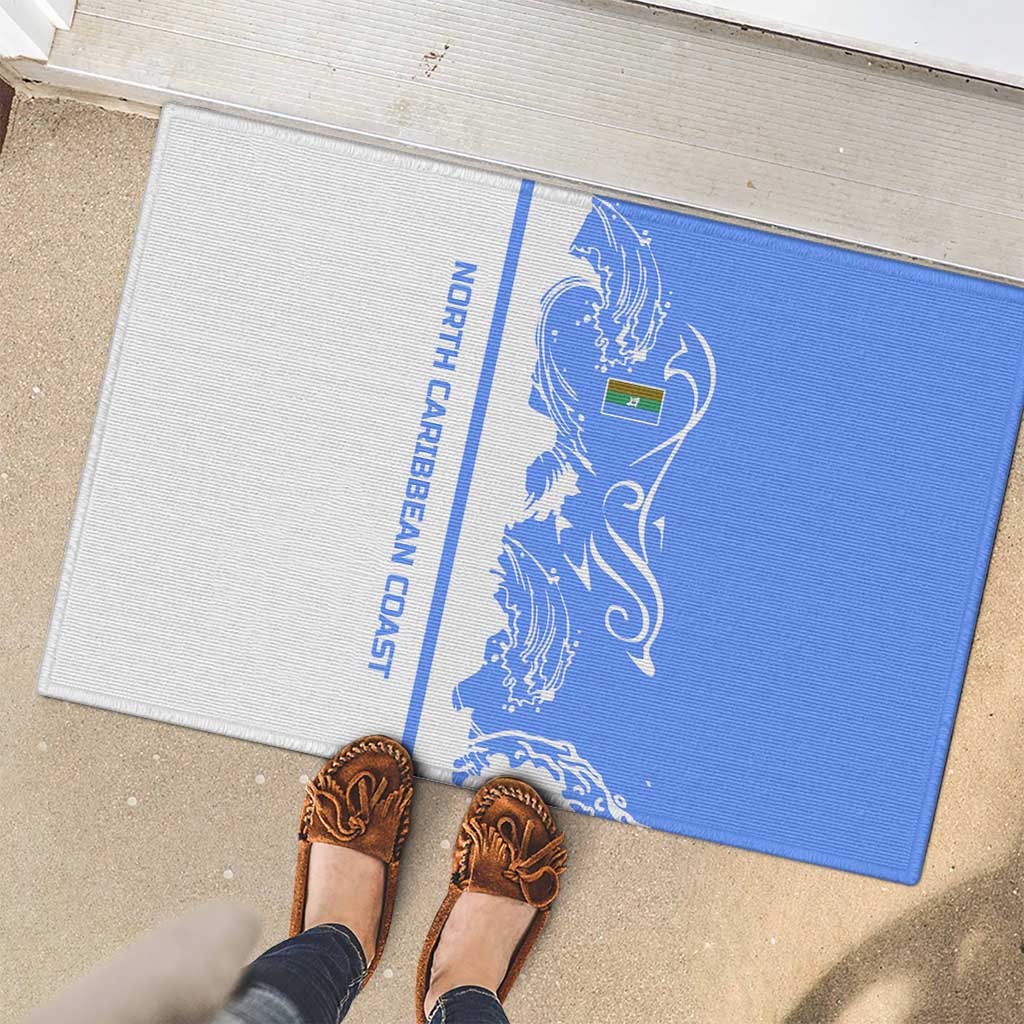 Nicaragua North Caribbean Coast Rubber Doormat with Ocean Wave Pattern and Dance with the Waves - Wonder Print Shop