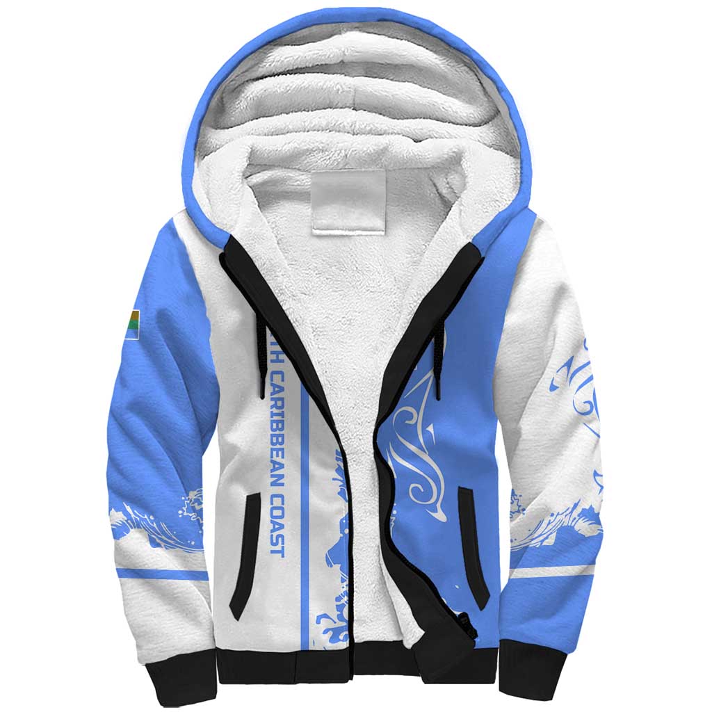Nicaragua North Caribbean Coast Sherpa Hoodie with Ocean Wave Pattern and Dance with the Waves - Wonder Print Shop