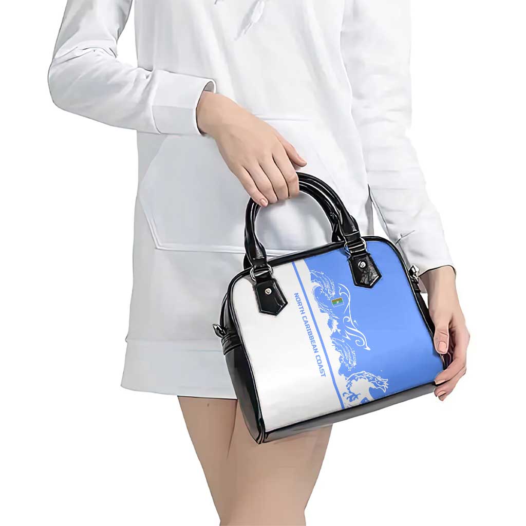 Nicaragua North Caribbean Coast Shoulder Handbag with Ocean Wave Pattern and Dance with the Waves - Wonder Print Shop