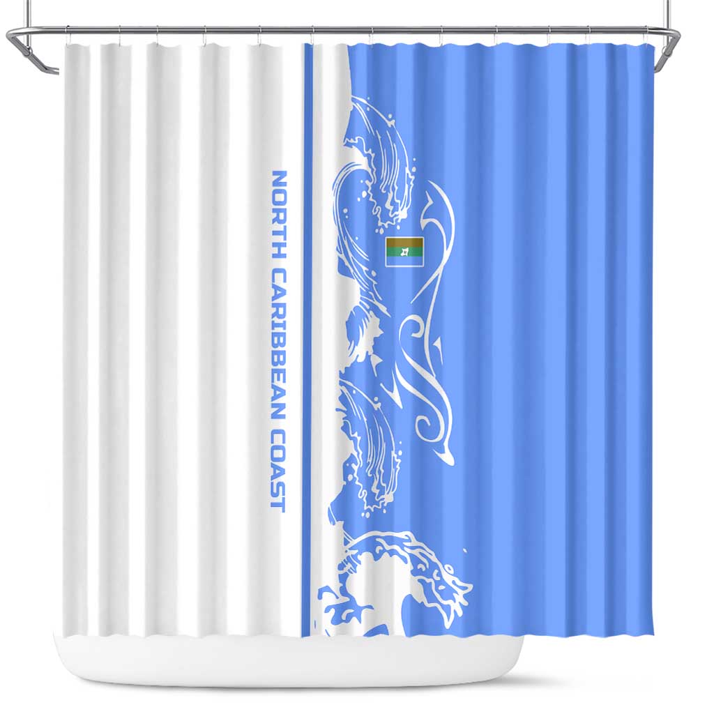 Nicaragua North Caribbean Coast Shower Curtain with Ocean Wave Pattern and Dance with the Waves - Wonder Print Shop
