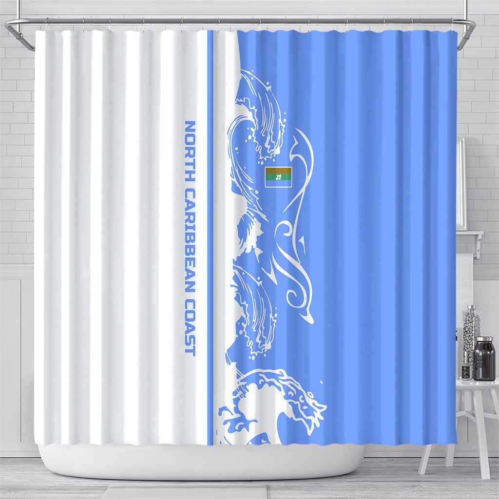 Nicaragua North Caribbean Coast Shower Curtain with Ocean Wave Pattern and Dance with the Waves - Wonder Print Shop