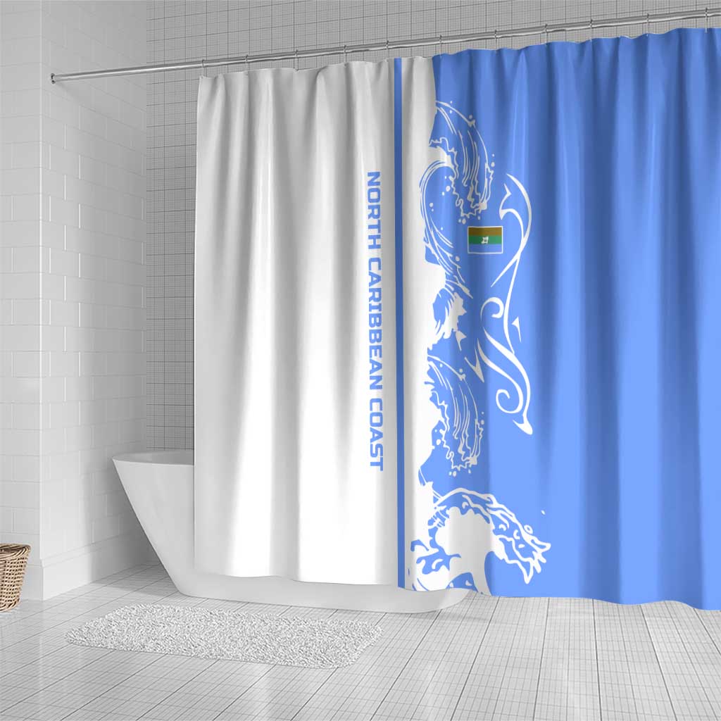 Nicaragua North Caribbean Coast Shower Curtain with Ocean Wave Pattern and Dance with the Waves - Wonder Print Shop