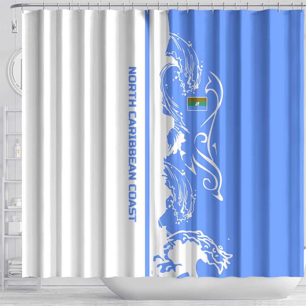 Nicaragua North Caribbean Coast Shower Curtain with Ocean Wave Pattern and Dance with the Waves - Wonder Print Shop