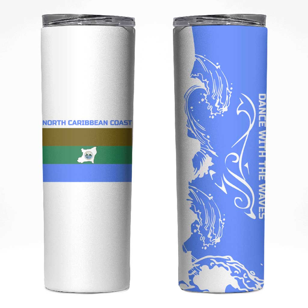Nicaragua North Caribbean Coast Skinny Tumbler with Ocean Wave Pattern and Dance with the Waves - Wonder Print Shop
