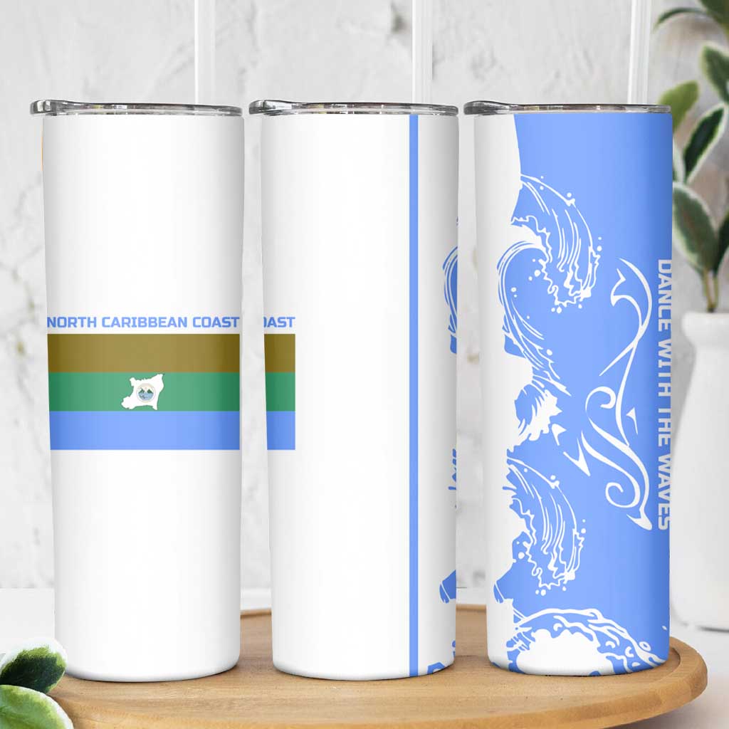Nicaragua North Caribbean Coast Skinny Tumbler with Ocean Wave Pattern and Dance with the Waves - Wonder Print Shop