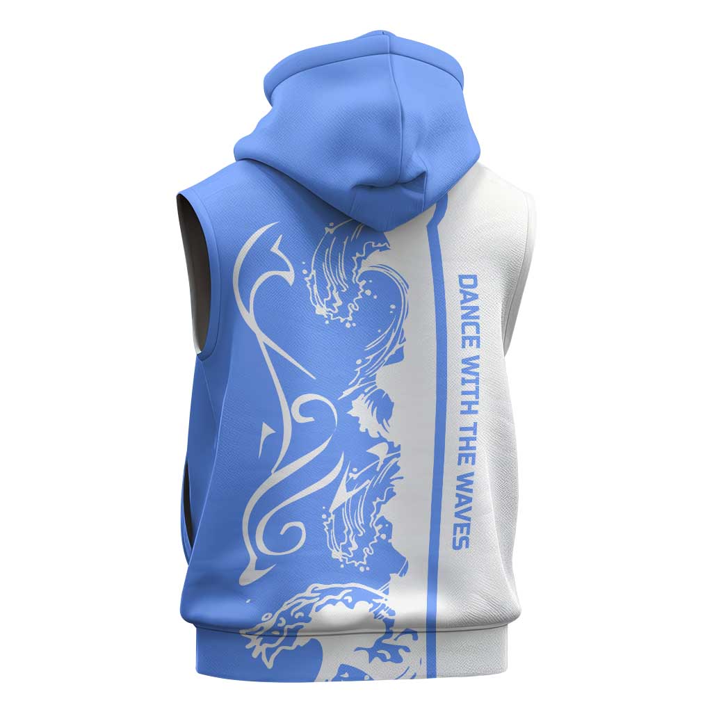 Nicaragua North Caribbean Coast Sleeveless Zip Hoodie with Ocean Wave Pattern and Dance with the Waves - Wonder Print Shop