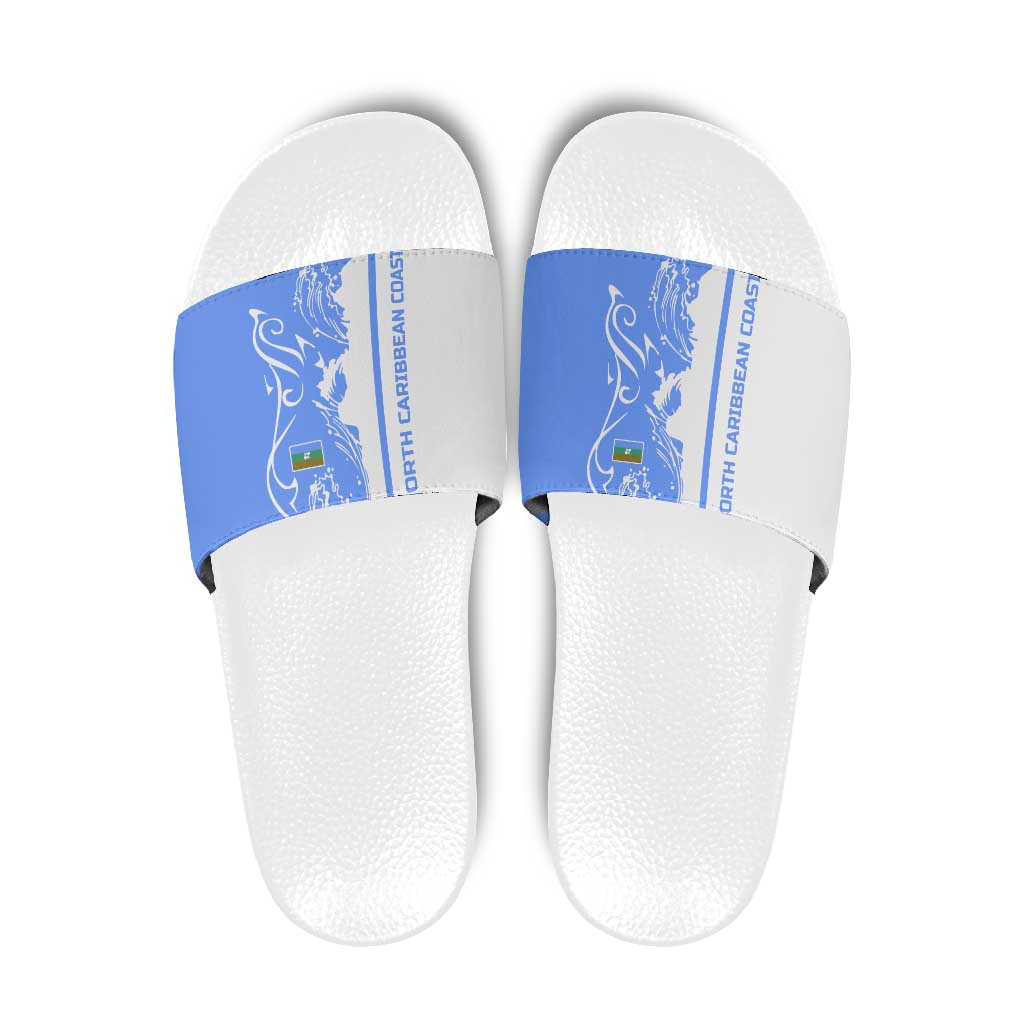 Nicaragua North Caribbean Coast Slide Sandals with Ocean Wave Pattern and Dance with the Waves - Wonder Print Shop