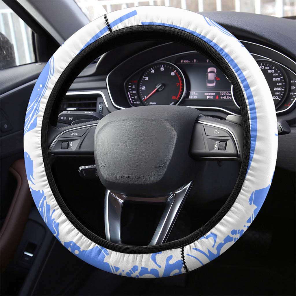 Nicaragua North Caribbean Coast Steering Wheel Cover with Ocean Wave Pattern and Dance with the Waves - Wonder Print Shop