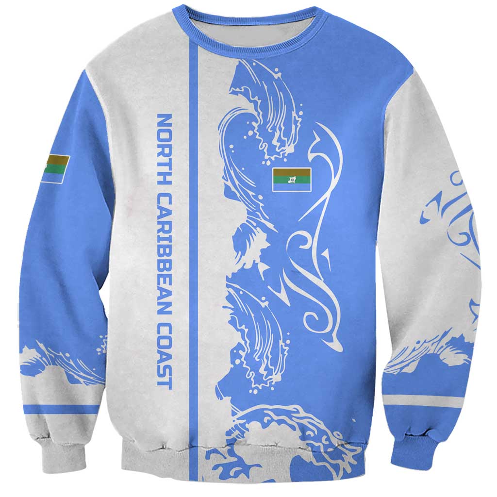 Nicaragua North Caribbean Coast Sweatshirt with Ocean Wave Pattern and Dance with the Waves - Wonder Print Shop