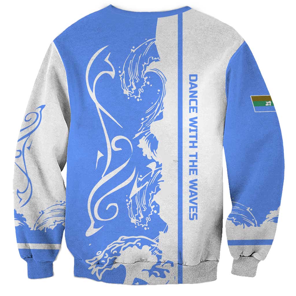Nicaragua North Caribbean Coast Sweatshirt with Ocean Wave Pattern and Dance with the Waves - Wonder Print Shop