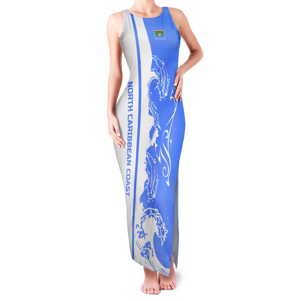 Nicaragua North Caribbean Coast Tank Maxi Dress with Ocean Wave Pattern and Dance with the Waves - Wonder Print Shop