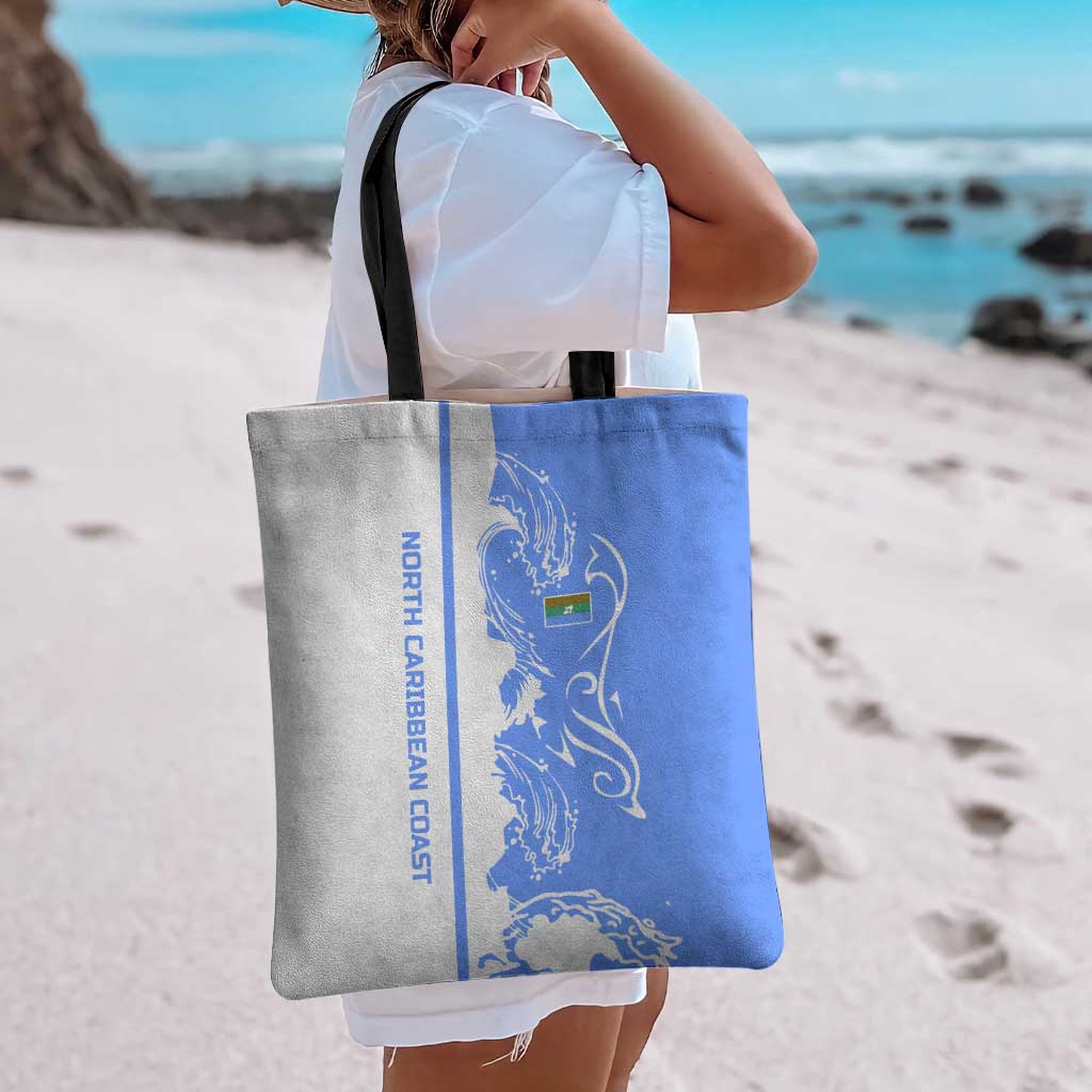Nicaragua North Caribbean Coast Tote Bag with Ocean Wave Pattern and Dance with the Waves - Wonder Print Shop