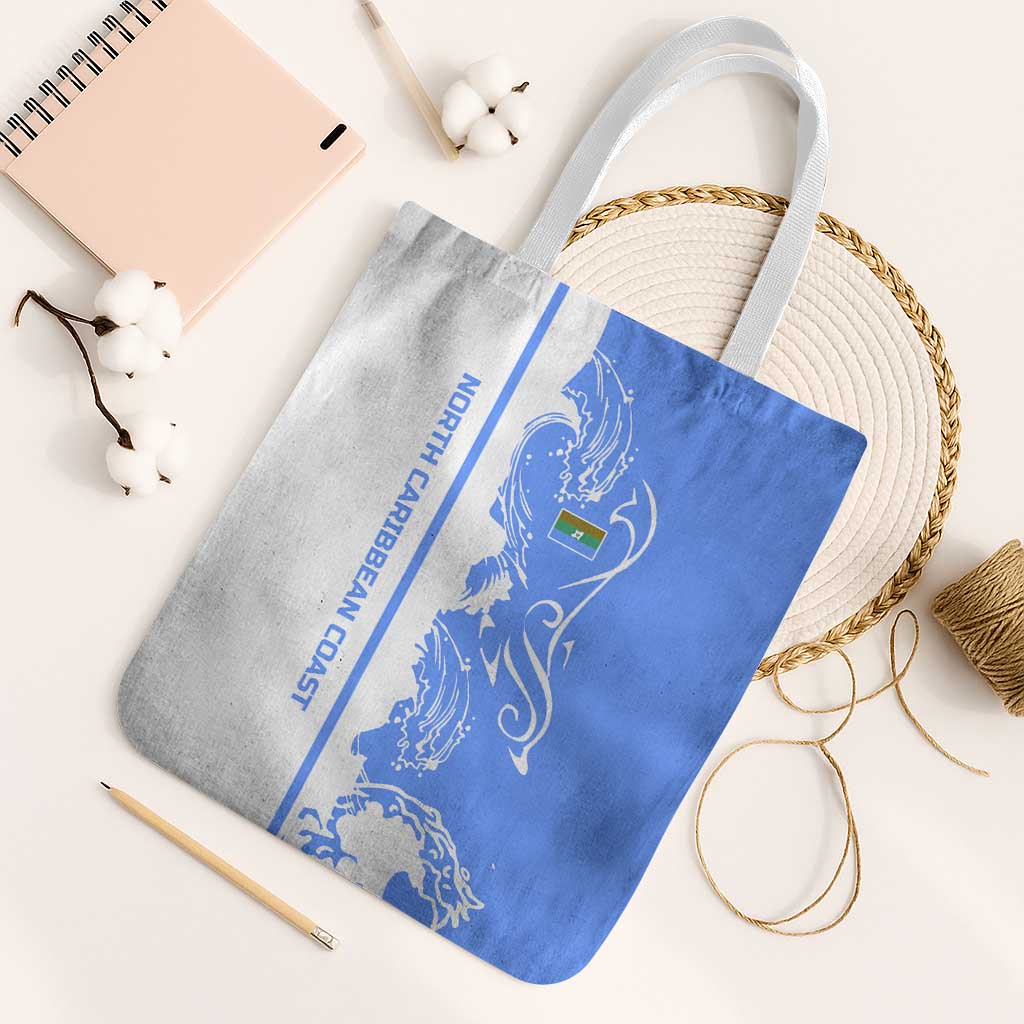 Nicaragua North Caribbean Coast Tote Bag with Ocean Wave Pattern and Dance with the Waves - Wonder Print Shop