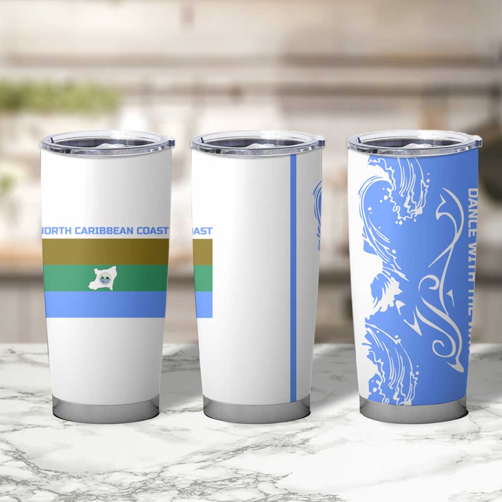 Nicaragua North Caribbean Coast Tumbler Cup with Ocean Wave Pattern and Dance with the Waves - Wonder Print Shop