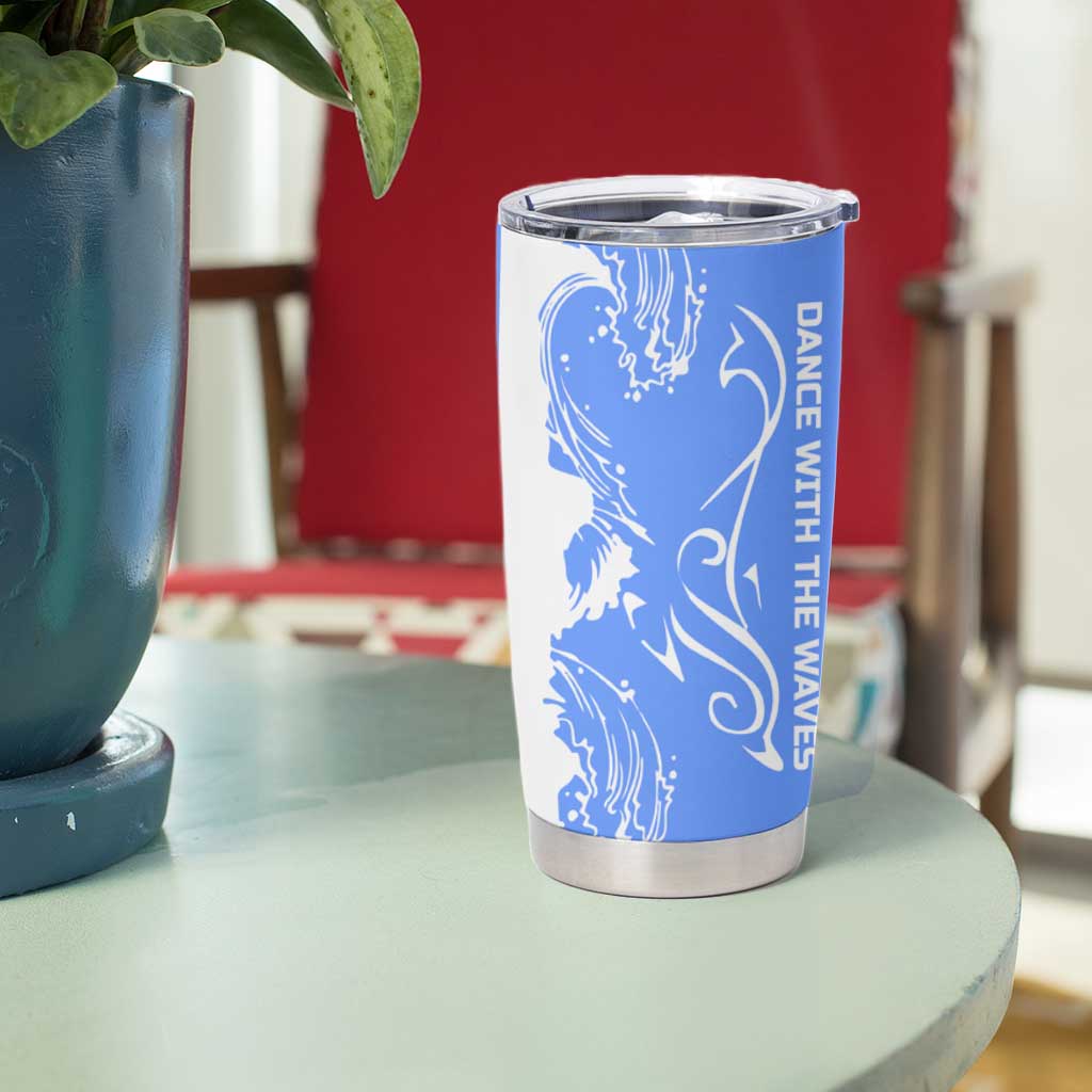 Nicaragua North Caribbean Coast Tumbler Cup with Ocean Wave Pattern and Dance with the Waves - Wonder Print Shop