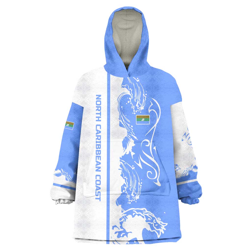Nicaragua North Caribbean Coast Wearable Blanket Hoodie with Ocean Wave Pattern and Dance with the Waves - Wonder Print Shop