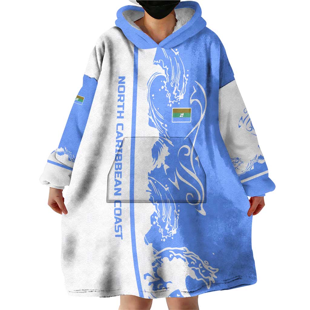 Nicaragua North Caribbean Coast Wearable Blanket Hoodie with Ocean Wave Pattern and Dance with the Waves - Wonder Print Shop