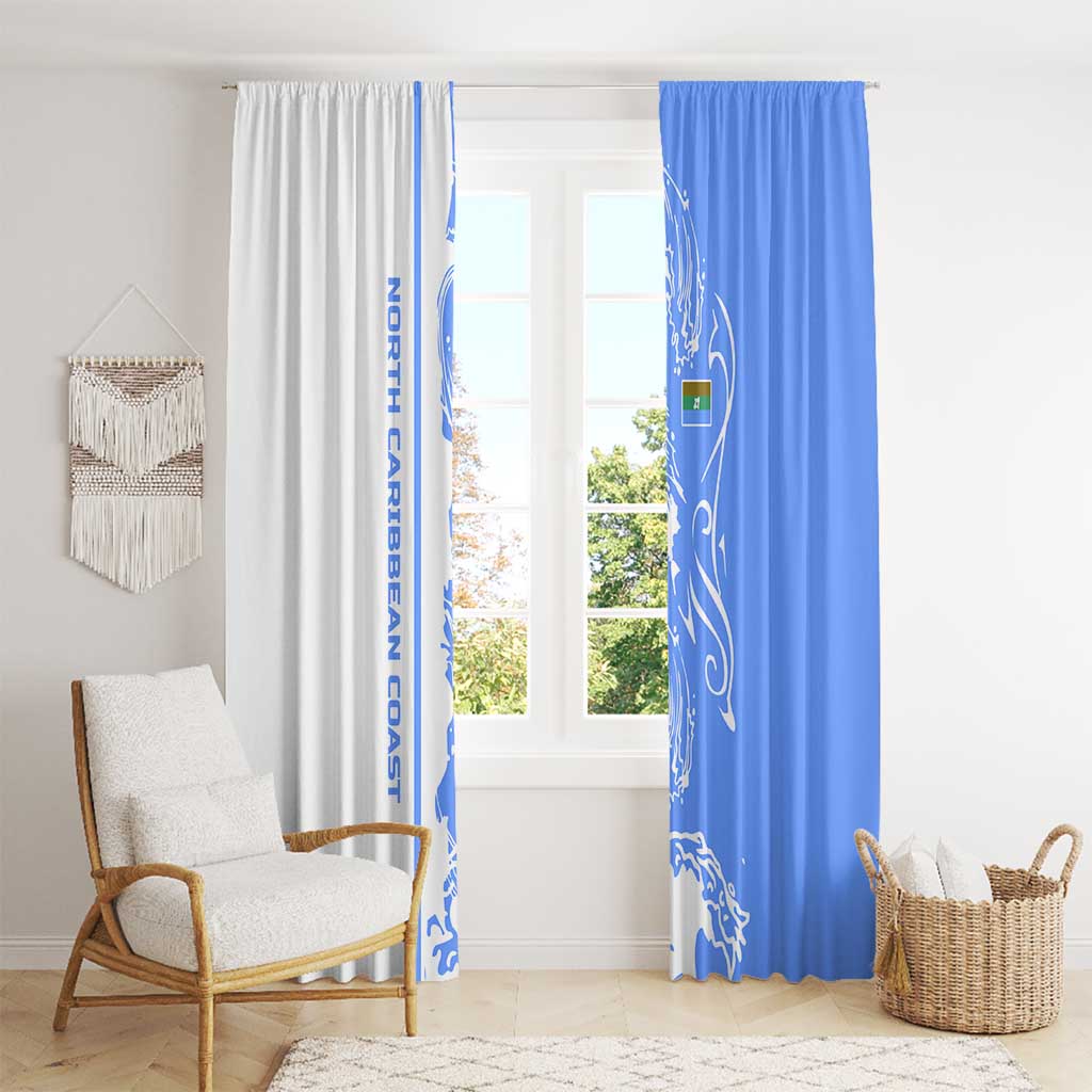 Nicaragua North Caribbean Coast Window Curtain with Ocean Wave Pattern and Dance with the Waves - Wonder Print Shop