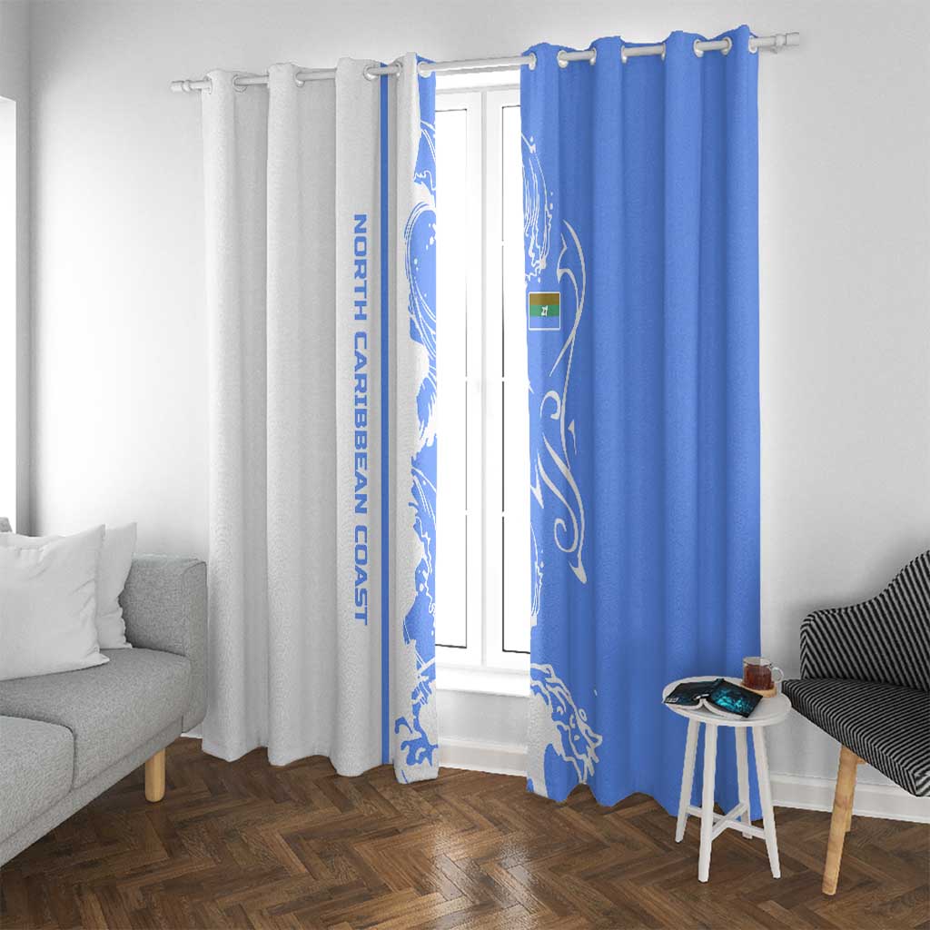 Nicaragua North Caribbean Coast Window Curtain with Ocean Wave Pattern and Dance with the Waves - Wonder Print Shop