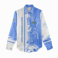 Nicaragua North Caribbean Coast Women Casual Shirt with Ocean Wave Pattern and Dance with the Waves - Wonder Print Shop