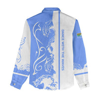 Nicaragua North Caribbean Coast Women Casual Shirt with Ocean Wave Pattern and Dance with the Waves - Wonder Print Shop