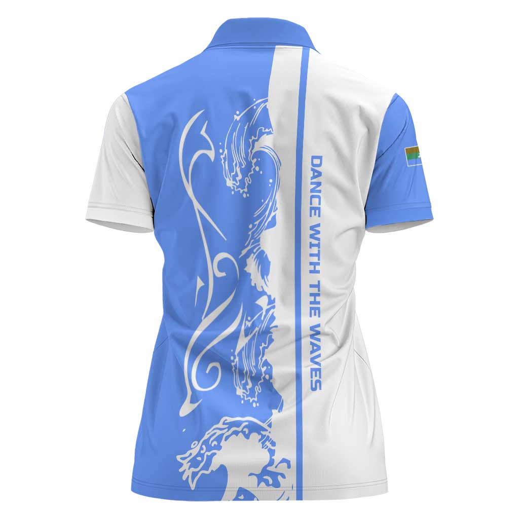 Nicaragua North Caribbean Coast Women Polo Shirt with Ocean Wave Pattern and Dance with the Waves - Wonder Print Shop