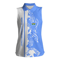 Nicaragua North Caribbean Coast Women Sleeveless Polo Shirt with Ocean Wave Pattern and Dance with the Waves - Wonder Print Shop