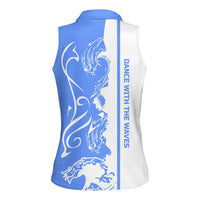 Nicaragua North Caribbean Coast Women Sleeveless Polo Shirt with Ocean Wave Pattern and Dance with the Waves - Wonder Print Shop
