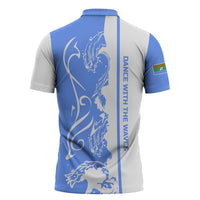 Nicaragua North Caribbean Coast Zipper Polo Shirt with Ocean Wave Pattern and Dance with the Waves - Wonder Print Shop