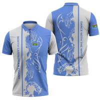 Nicaragua North Caribbean Coast Zipper Polo Shirt with Ocean Wave Pattern and Dance with the Waves - Wonder Print Shop