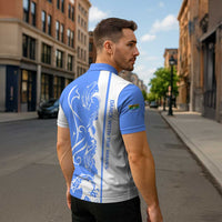 Nicaragua North Caribbean Coast Zipper Polo Shirt with Ocean Wave Pattern and Dance with the Waves - Wonder Print Shop