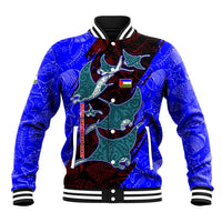South Caribbean Coast Nicaragua Baseball Jacket with Manta Ray Coral Reef and Dive into the Spirit Design - Wonder Print Shop