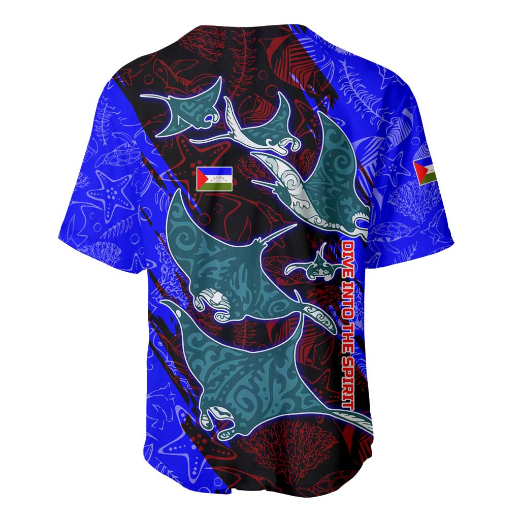 South Caribbean Coast Nicaragua Baseball Jersey with Manta Ray Coral Reef and Dive into the Spirit Design - Wonder Print Shop