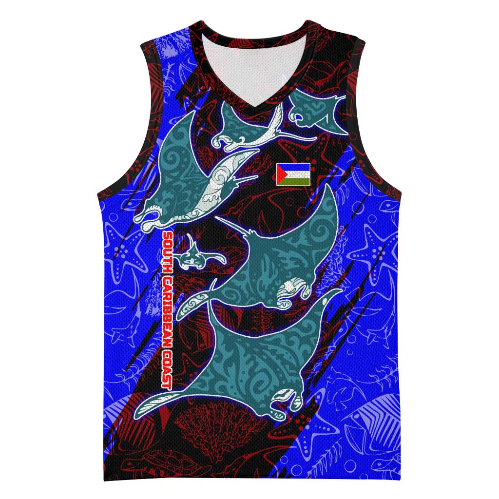 South Caribbean Coast Nicaragua Basketball Jersey with Manta Ray Coral Reef and Dive into the Spirit Design - Wonder Print Shop