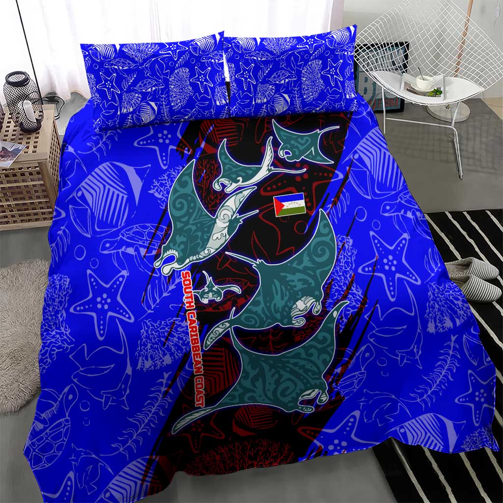 South Caribbean Coast Nicaragua Bedding Set with Manta Ray Coral Reef and Dive into the Spirit Design - Wonder Print Shop