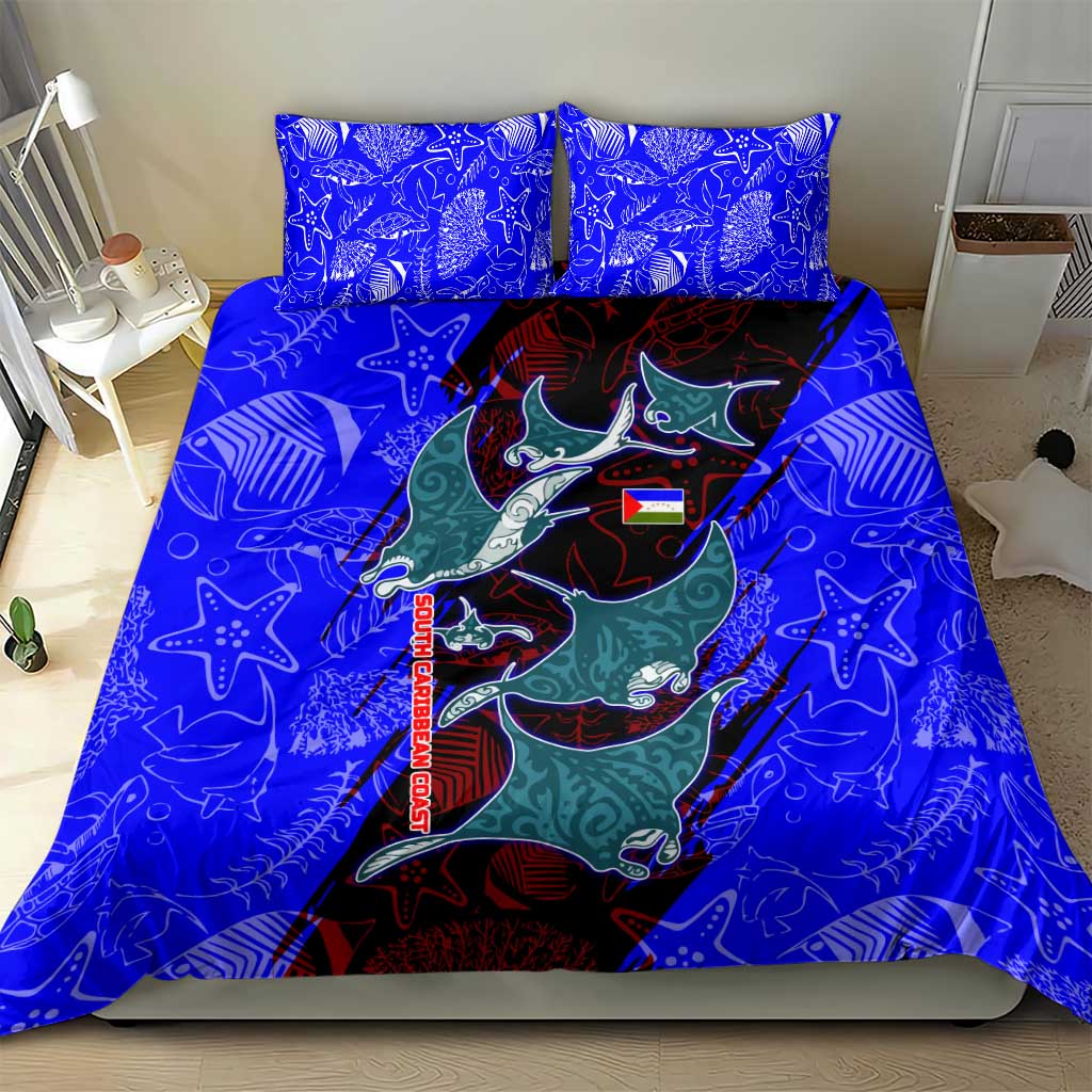 South Caribbean Coast Nicaragua Bedding Set with Manta Ray Coral Reef and Dive into the Spirit Design - Wonder Print Shop