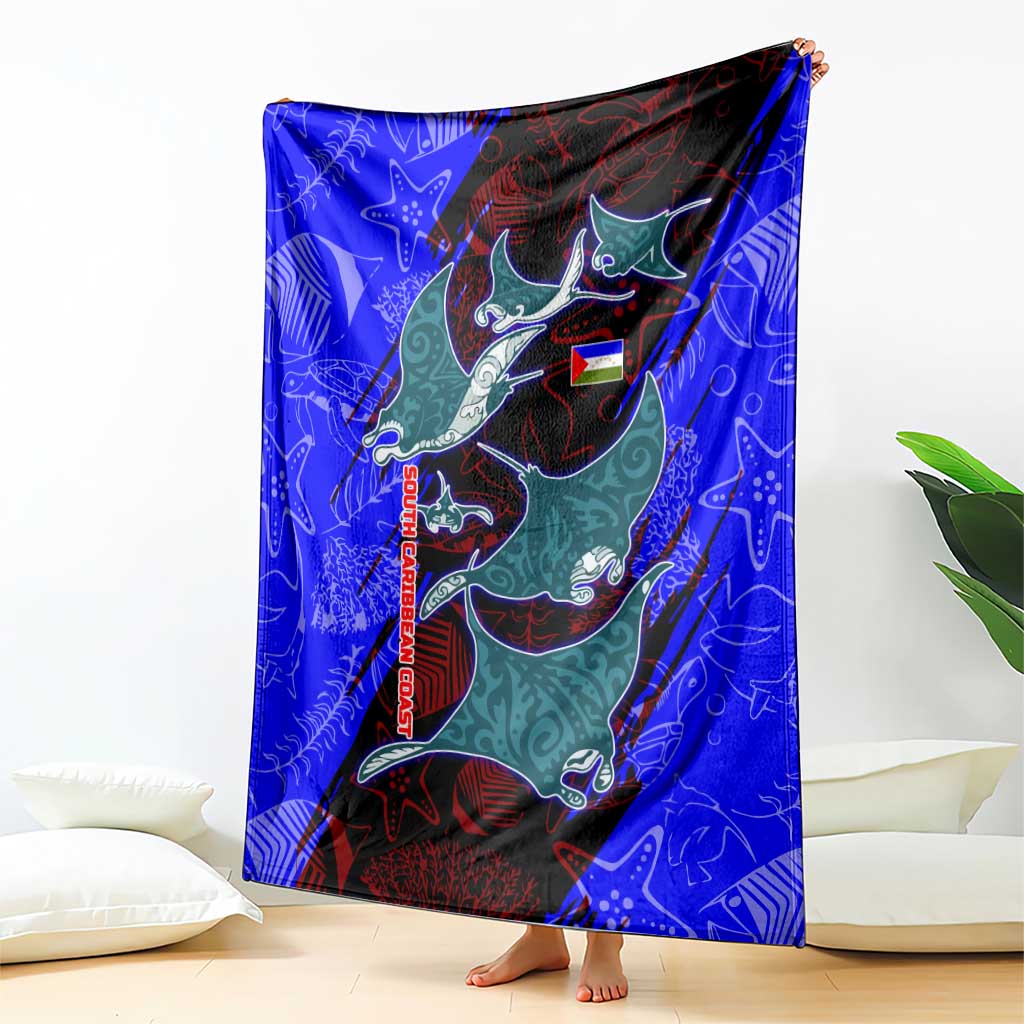 South Caribbean Coast Nicaragua Blanket with Manta Ray Coral Reef and Dive into the Spirit Design - Wonder Print Shop