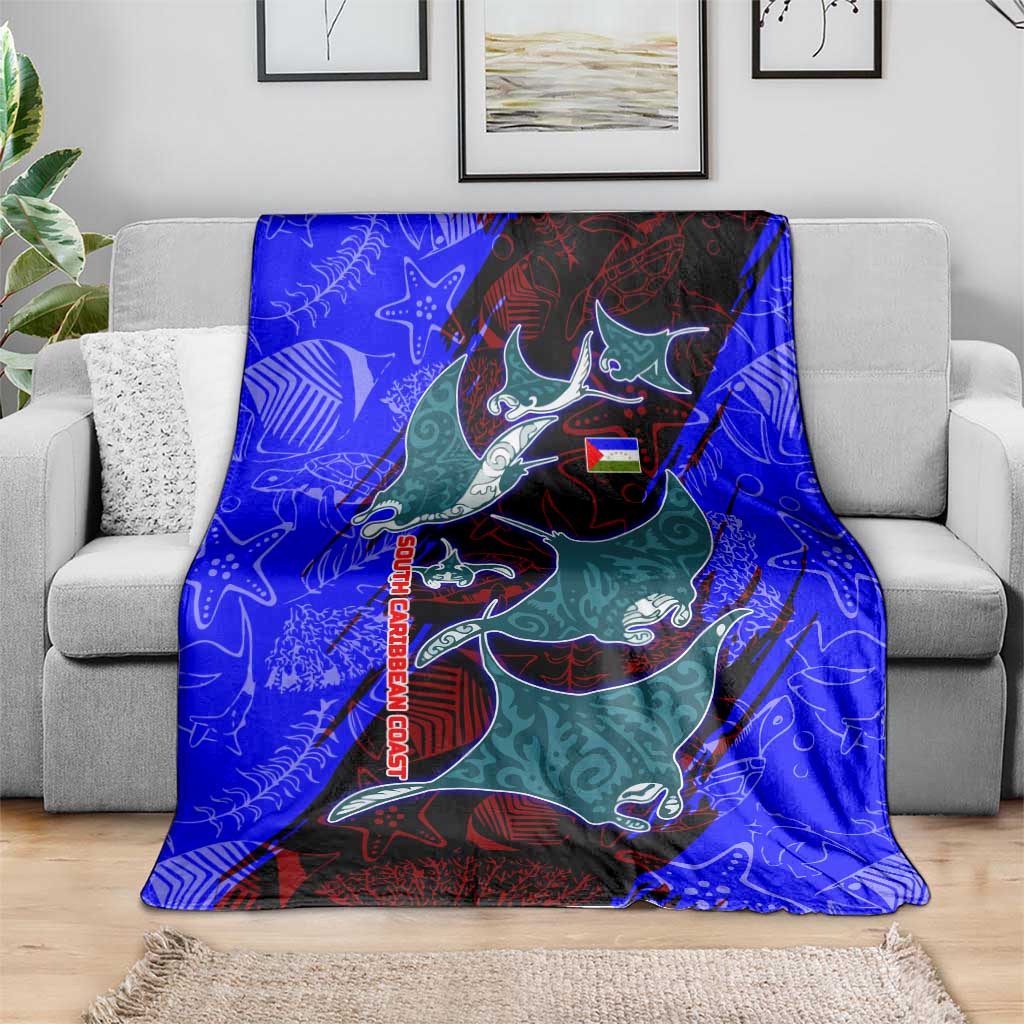South Caribbean Coast Nicaragua Blanket with Manta Ray Coral Reef and Dive into the Spirit Design - Wonder Print Shop
