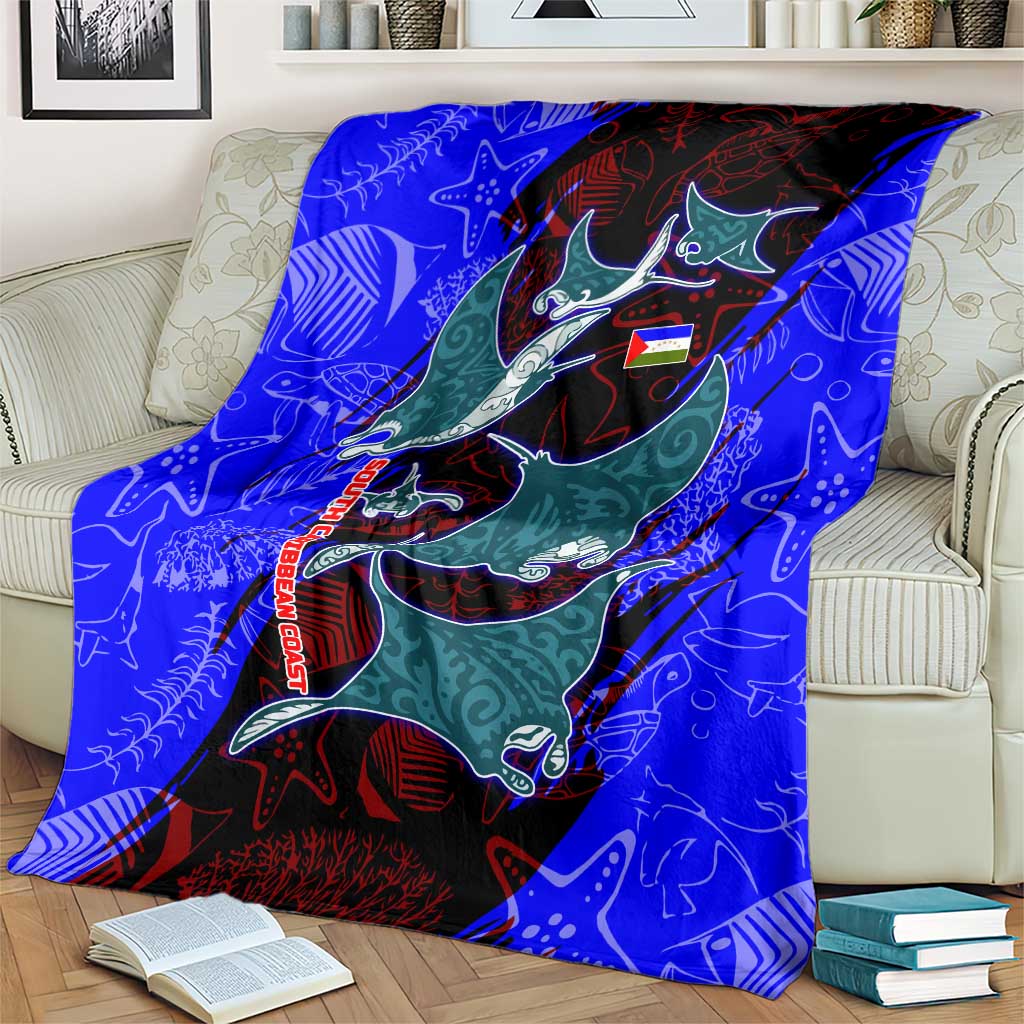 South Caribbean Coast Nicaragua Blanket with Manta Ray Coral Reef and Dive into the Spirit Design - Wonder Print Shop