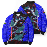 South Caribbean Coast Nicaragua Bomber Puffer Jacket with Manta Ray Coral Reef and Dive into the Spirit Design - Wonder Print Shop