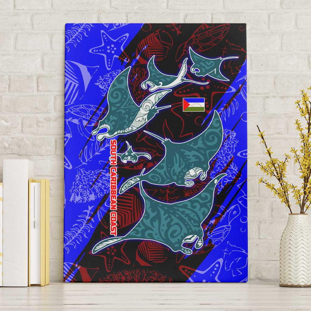 South Caribbean Coast Nicaragua Canvas Wall Art with Manta Ray Coral Reef and Dive into the Spirit Design - Wonder Print Shop