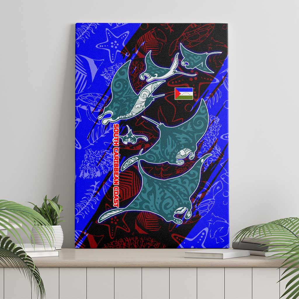 South Caribbean Coast Nicaragua Canvas Wall Art with Manta Ray Coral Reef and Dive into the Spirit Design - Wonder Print Shop
